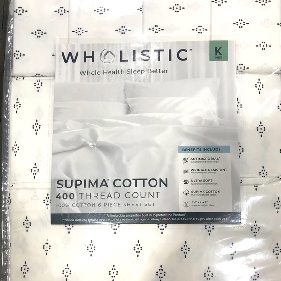 Wholistic 100% Supima Cotton 6- Piece Sheet Set - Picture 2 of 5